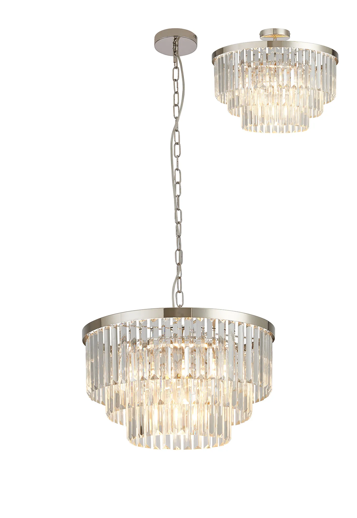 D0981PN  Cosette Pendant/Semi Flush, 5 Light E14, Polished Nickel/Clear Crystal